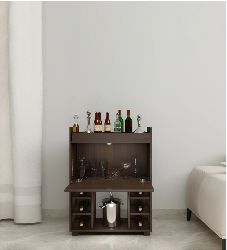 Olga Bar Cabinet in Dark Elm Finish