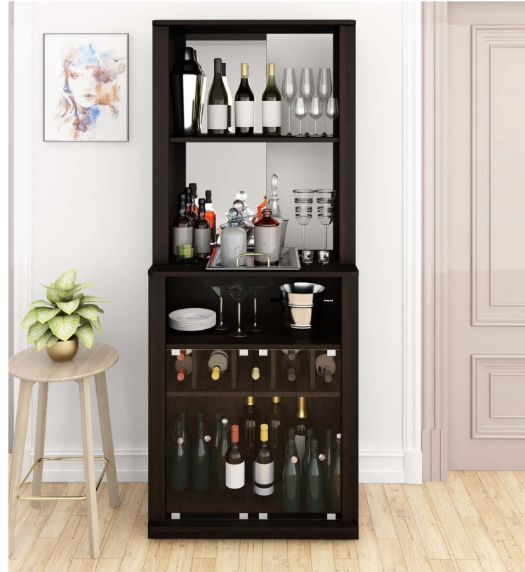 Bliss Bar Cabinet in Dark Elm Finish