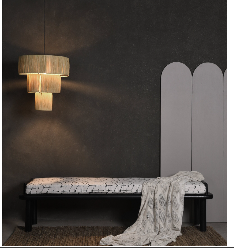 Asiago Solid Wood Bench in Teak Black Finish