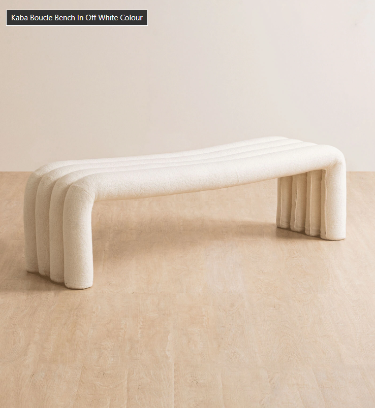 Kaba Boucle Bench In Off White Colour