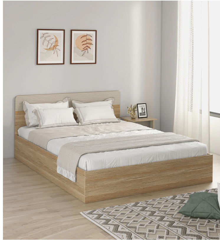 Kosmo Noah Queen Bed In Melamine Finish With Box Storage