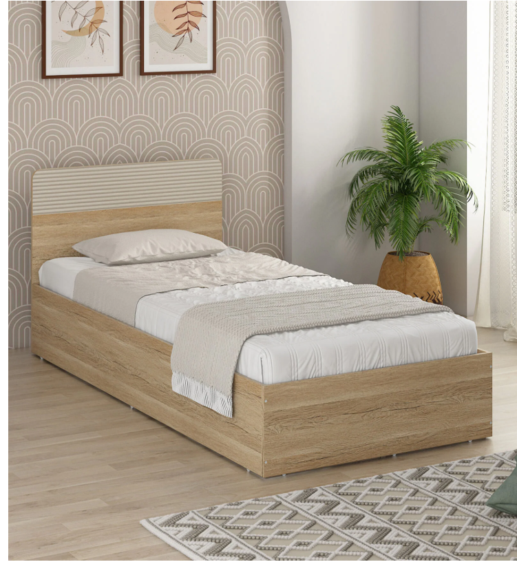 Kosmo Noah Single Bed In Melamine Finish With Box Storage