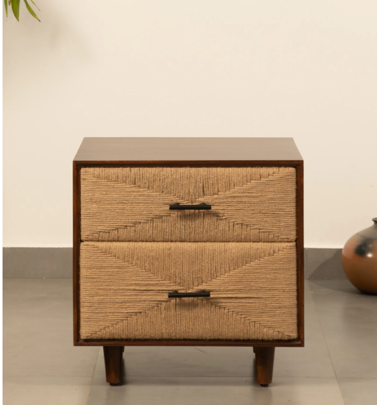 Islander Teak Wood Bedside Table In Teak Finish