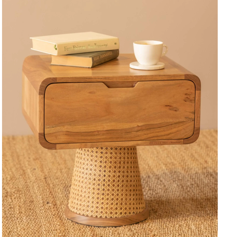 Andaman Pulo Solid Wood Bedside Table In Natural Finish
