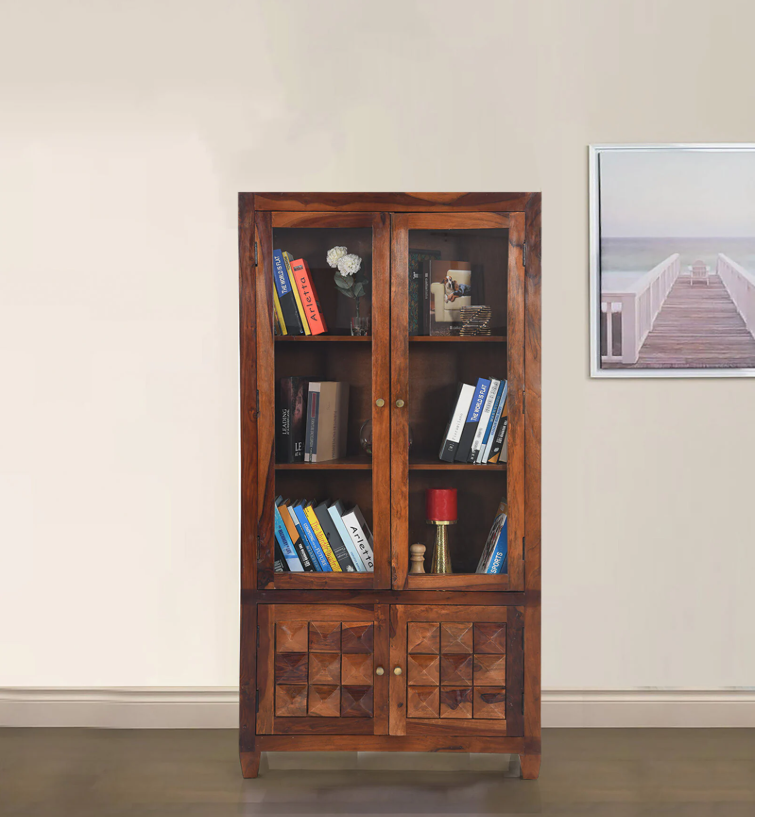 Ashoka 2 Door Book Case in Brown Colour