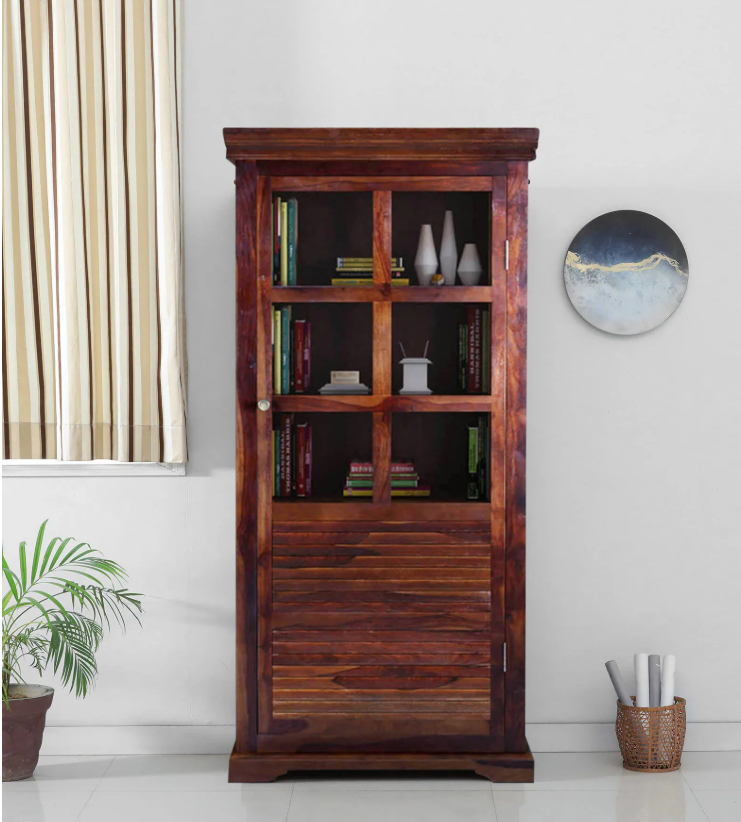 Carleson Sheesham Wood Book Case In Scratch Resistant Provincial Teak Finish