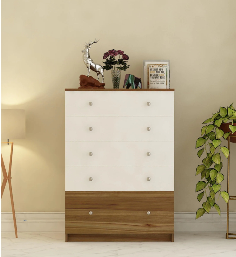 Magic Chest Of Drawers in Lyon Teak & White Finish