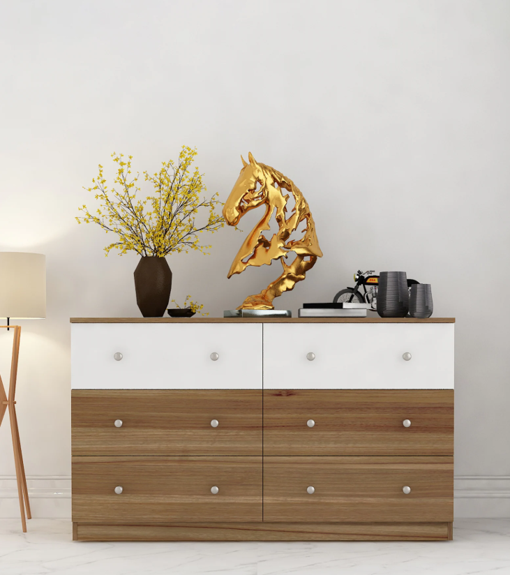Treasure Chest Of Drawers in Lyon Teak & White Finish