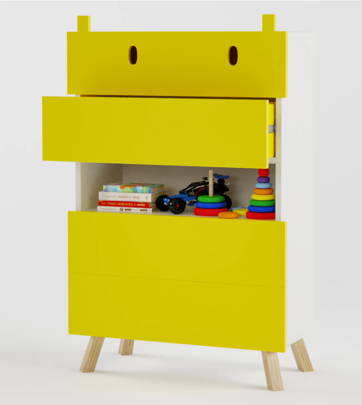 Papa Hippo Kids Chest Of Drawers in Yellow Colour