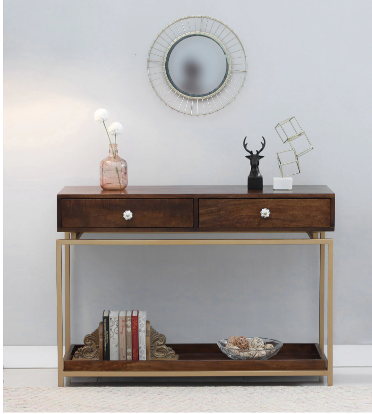 Alex Solid Wood Console Table In Provincial Teak Finish