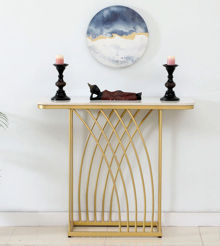 Kerby Metal Console Table with Porcelain Top