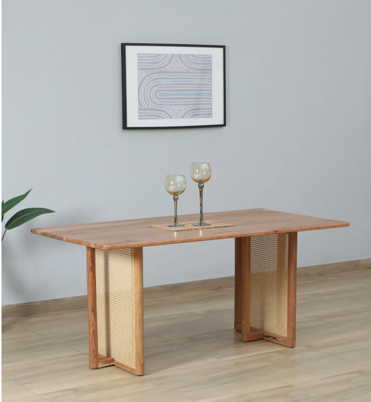 Assen Acacia Wood 6 Seater Dining Table In Natural Finish