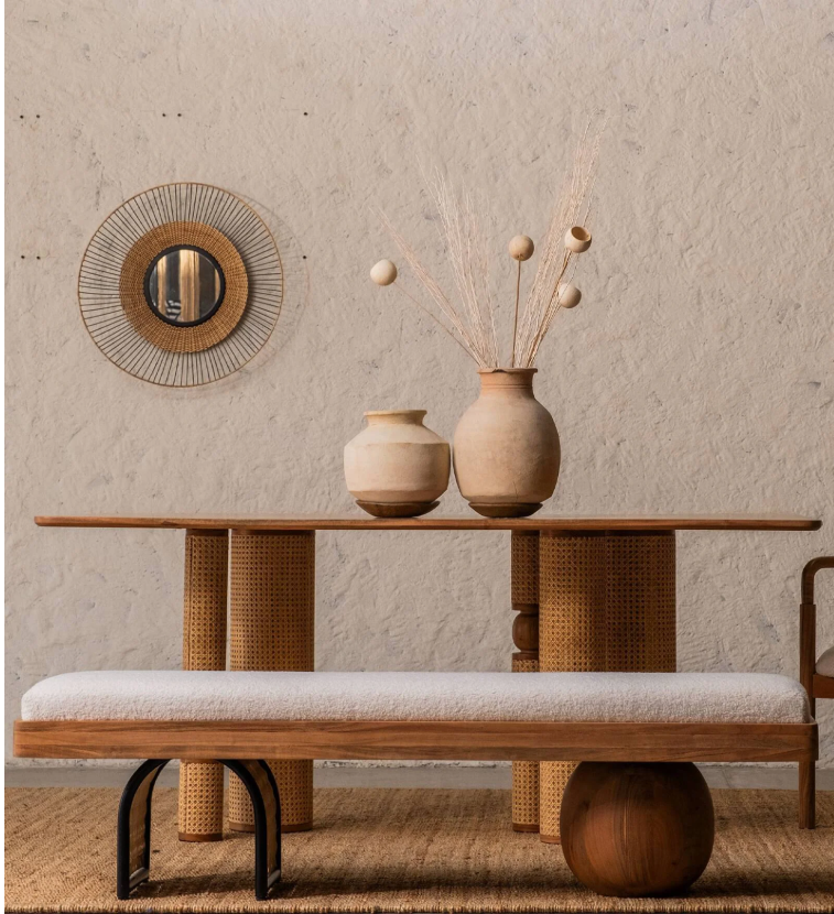 Andaman Baratang Solid Wood Rectangle 6 Seater Dining Table In Natural Finish