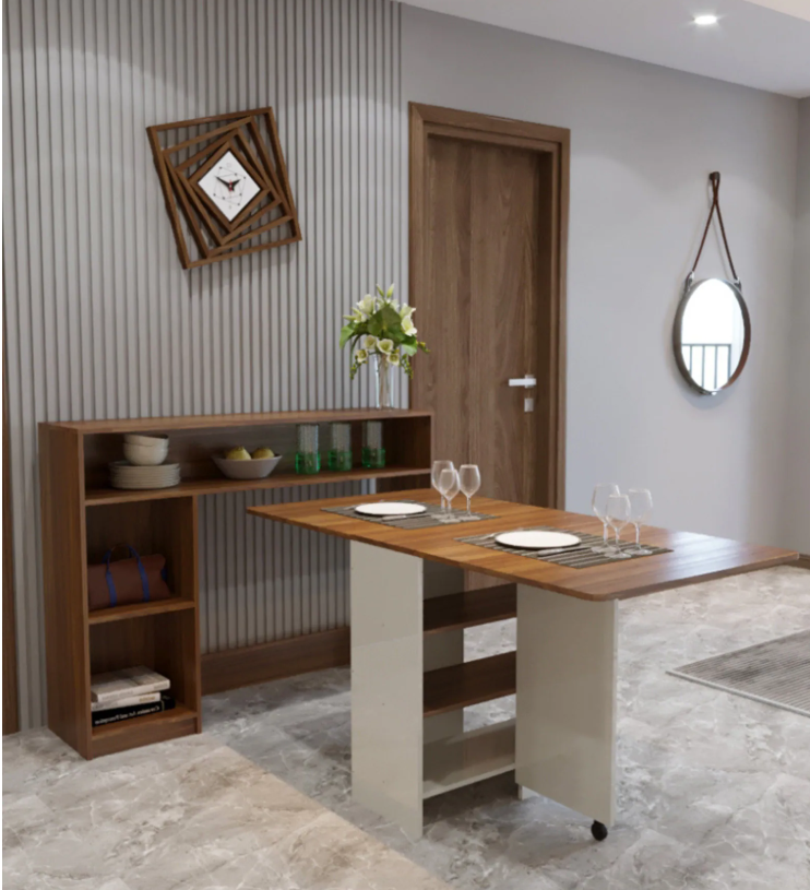 Czar Compact Dining Table In Lyon Teak Finish