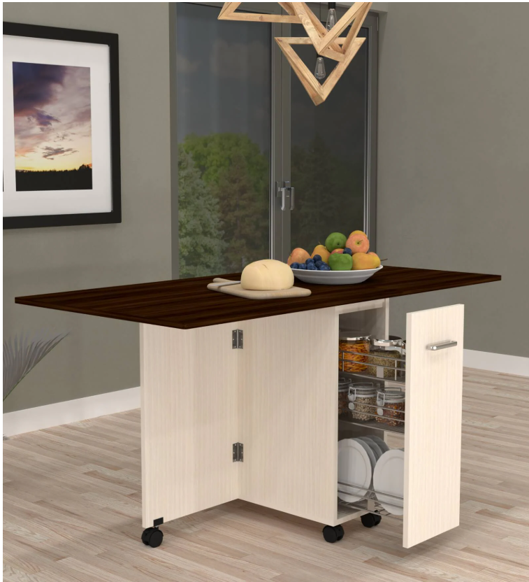 Adam 6 Seater Folding Table in Asian Walnut & Highland Pine Finish with Crockery unit & Storage