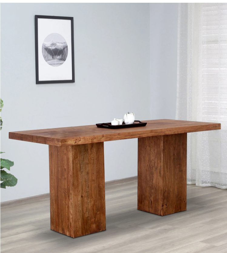 Portland Solid Wood 6 Seater High Dining Table In Premium Acacia Finish