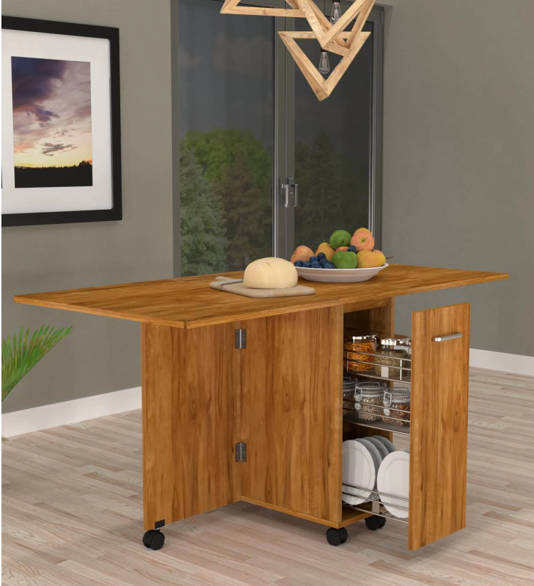 Adam 6 Seater Folding Table in Plateau Apple Finish with Crockery unit & Storage