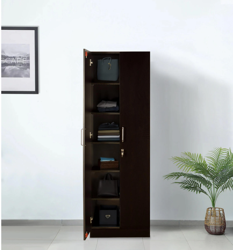 Kenzou 2 Door Wardrobe In Wenge Finish With Adjustable Shelves