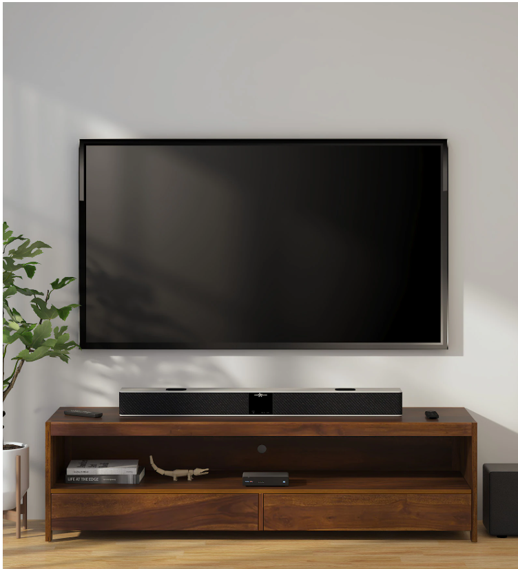 Freemont Sheesham Wood TV Console in Scratch Resistant Provincial Teak Finish for TVs up to 70"