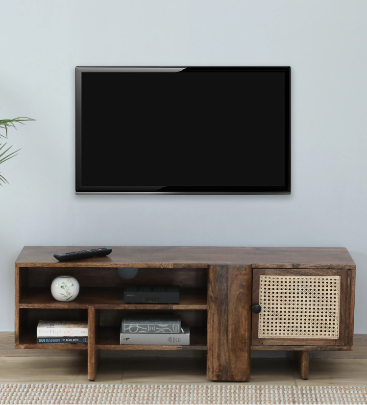 Baarn Mango Wood TV Unit In Rustic Teak Finish