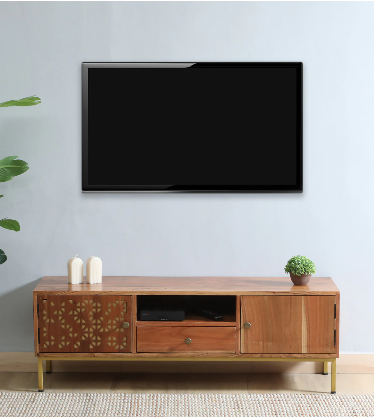 Vivant Acacia Wood TV Unit In Natural Finish